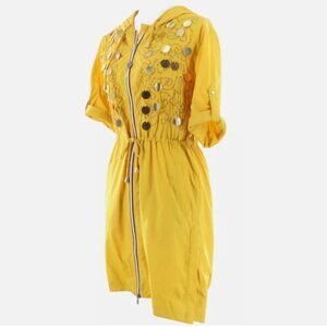 K-WAY Disc Pendants Hooded Zipped Overcoat Jacket Dress - Retail $305 - NWT